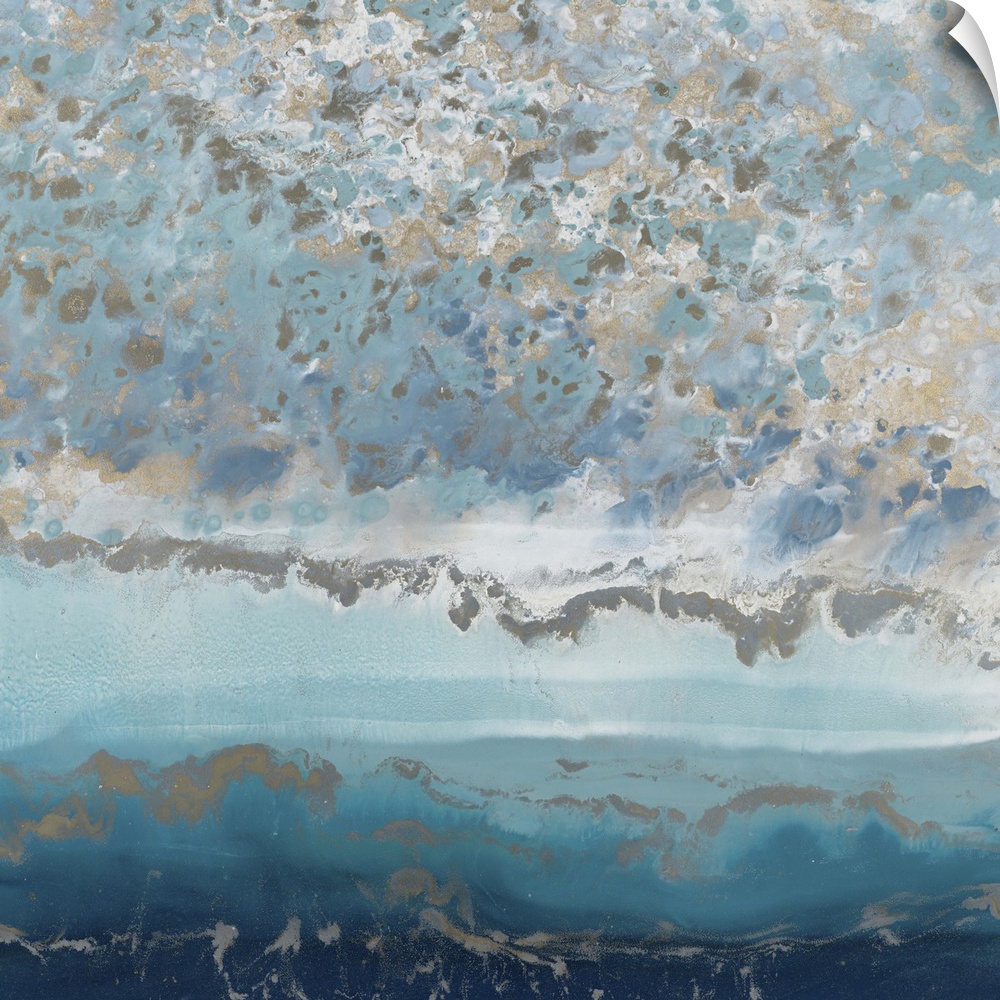 Contemporary abstract painting using blue and gray tones resembling agate.