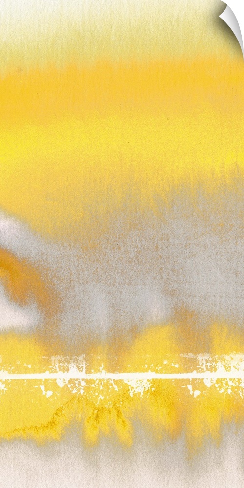 Contemporary abstract artwork using bright yellow against beige tones.