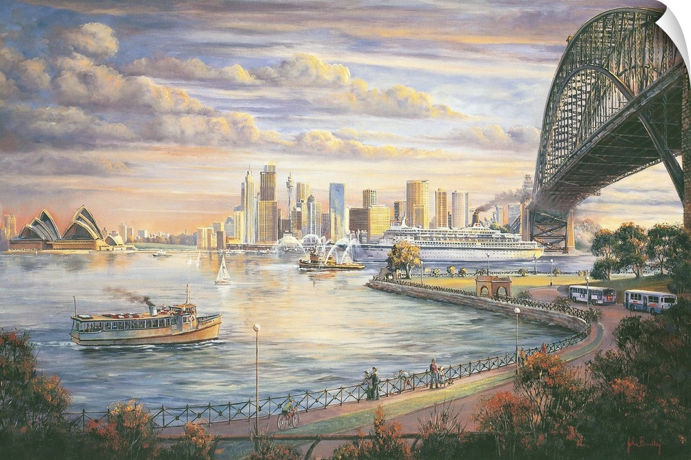 Contemporary painting of the Sydney skyline.