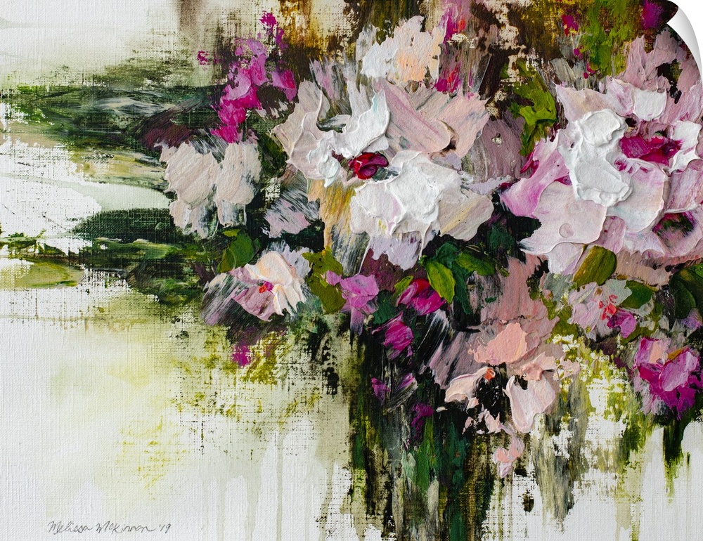 Affordable pink and white floral painting and floral art prints by contemporary artist painter Melissa McKinnon