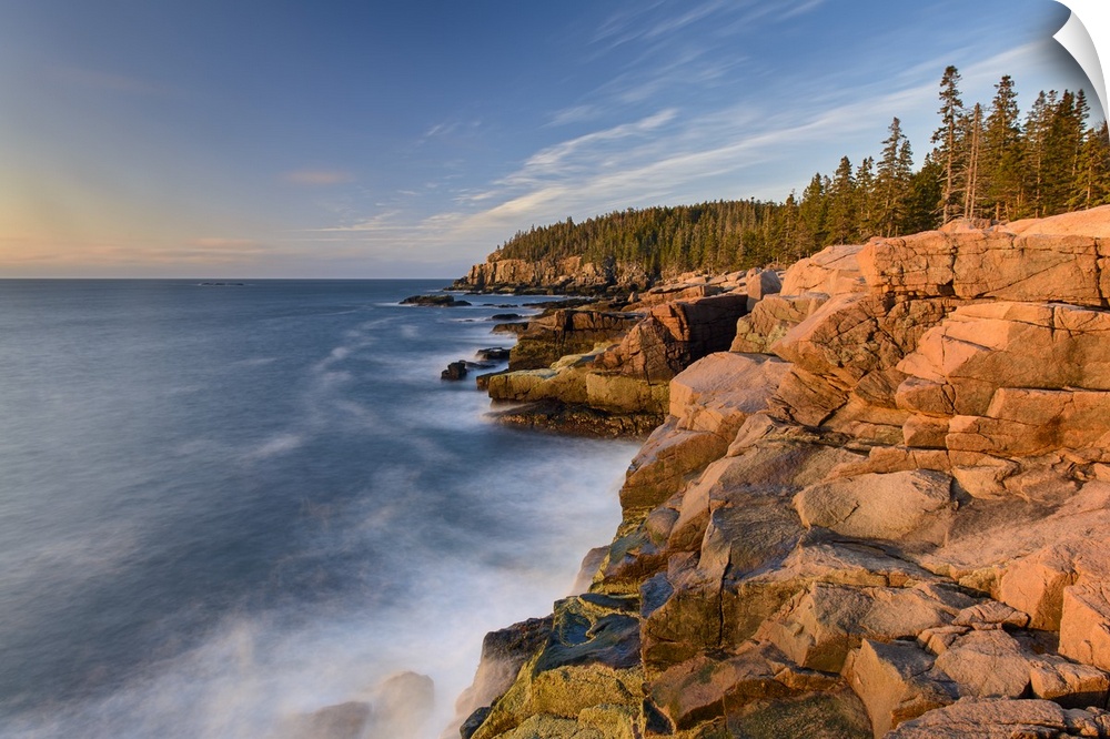 A photograph of a rocky coastline in Maine.