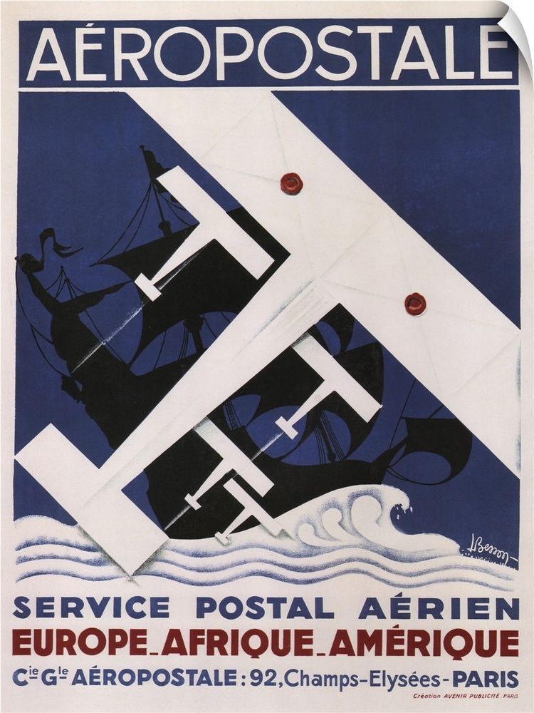 Vintage advertisement for Aeropostale Postal Service.