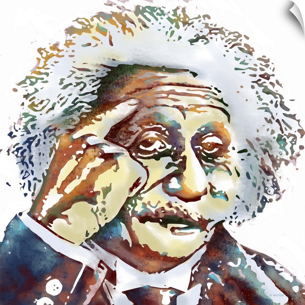 Contemporary colorful portrait of Albert Einstein.