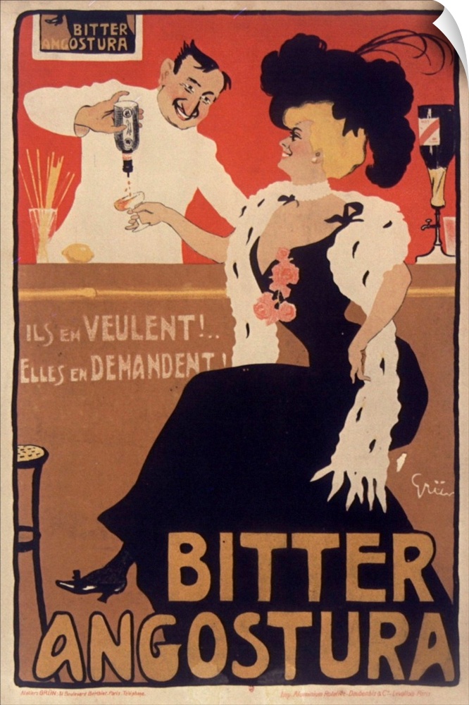 Vintage poster advertisement for Angostora Bitters.