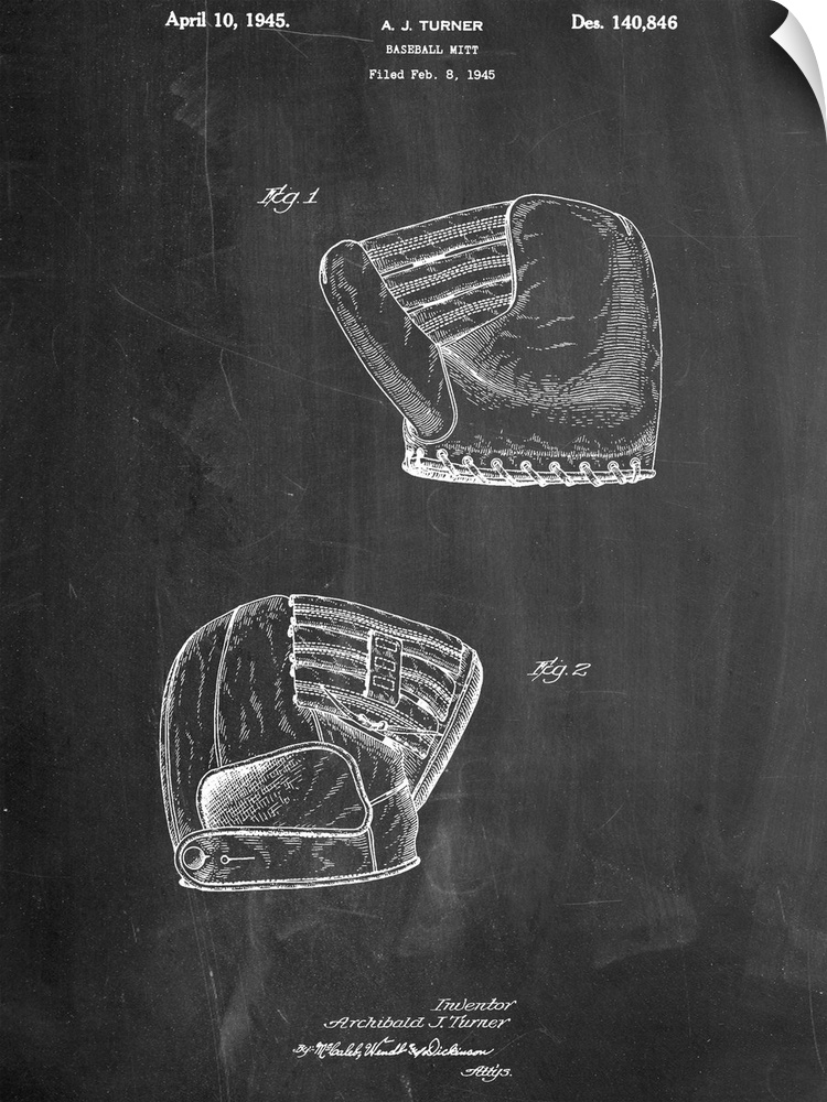 Blueprint diagram for a baseball glove.
