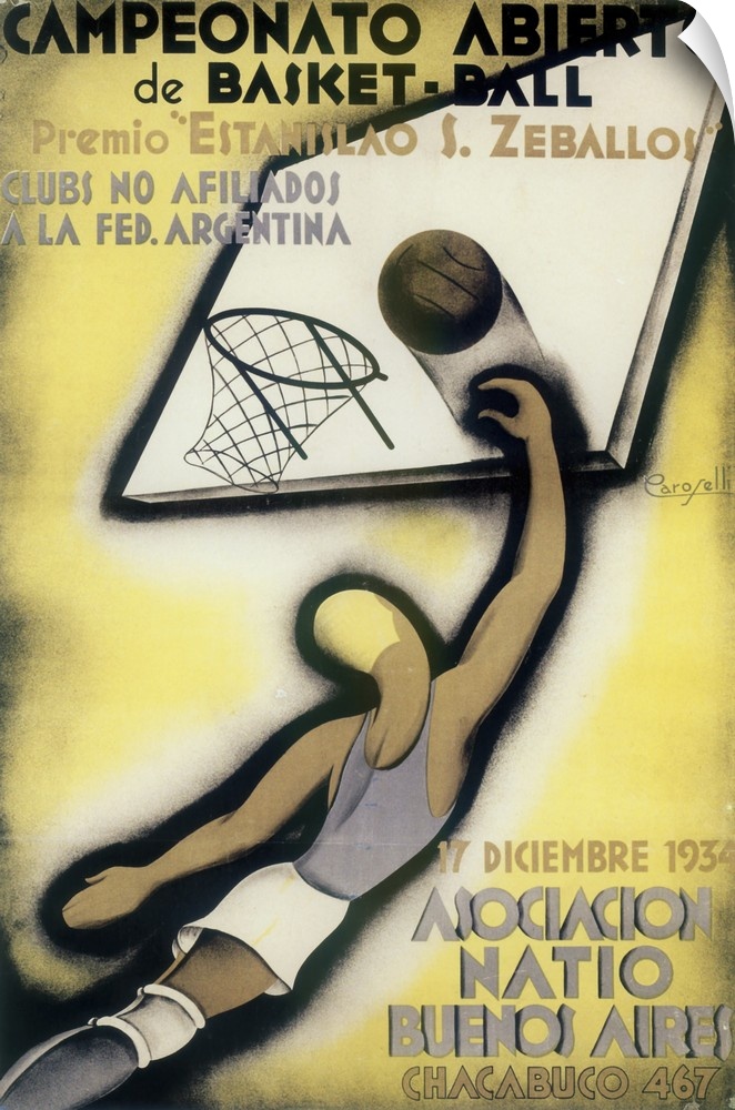 Vintage poster advertisement for basketball.