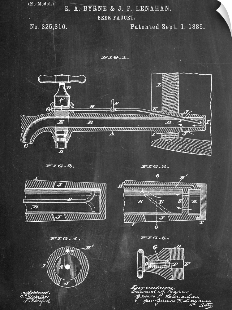 Diagram showing the parts that make up a beer tap.