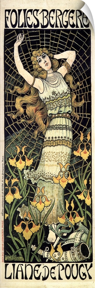 Berthon Folies Bergere 1896, vintage Paris poster