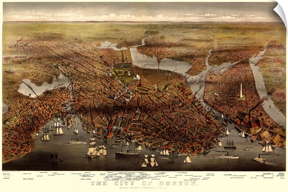 vintage Map of Boston