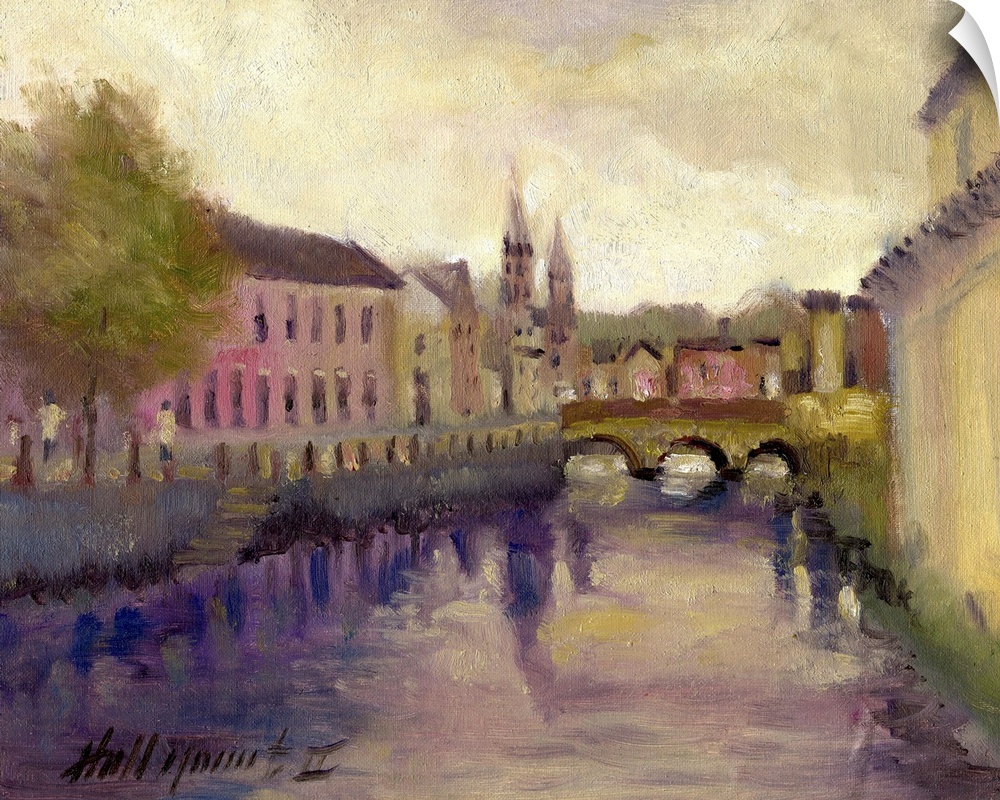 Contemporary painting of a scenic view of a town in Ireland.