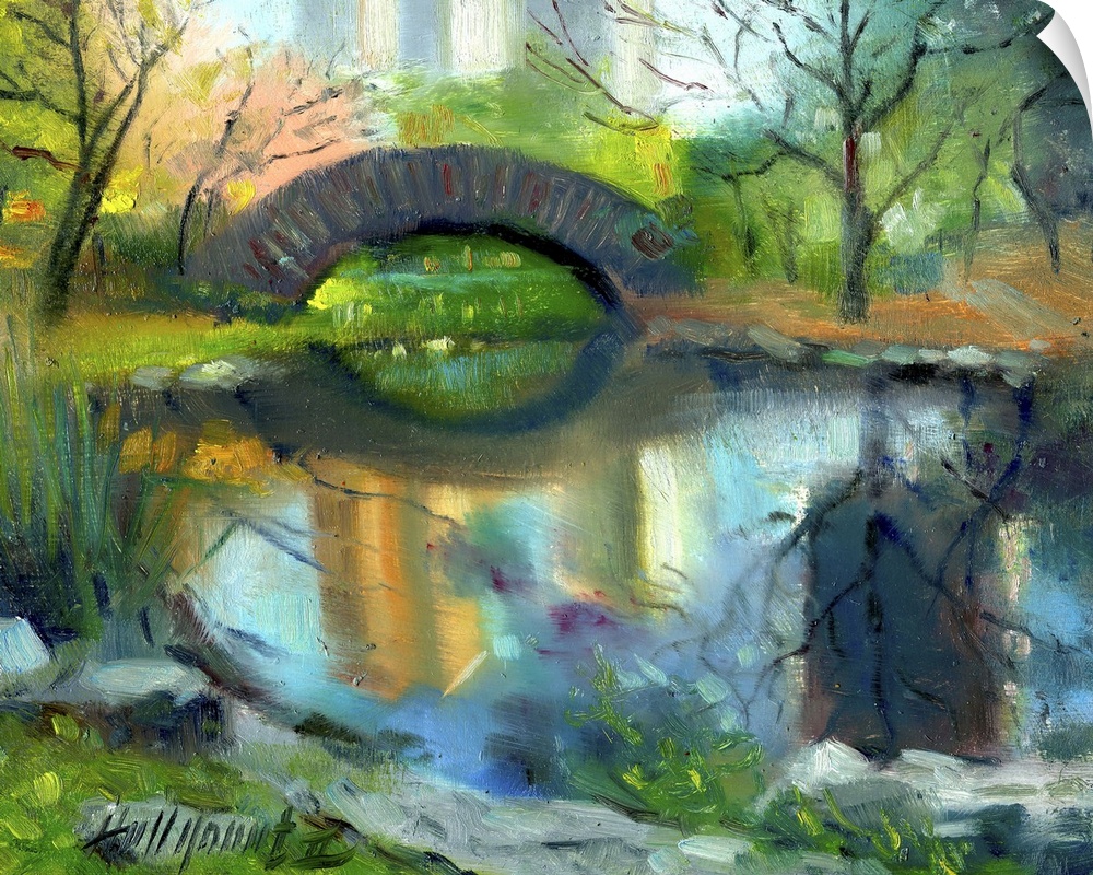 Contemporary painting of an idyllic park scene.