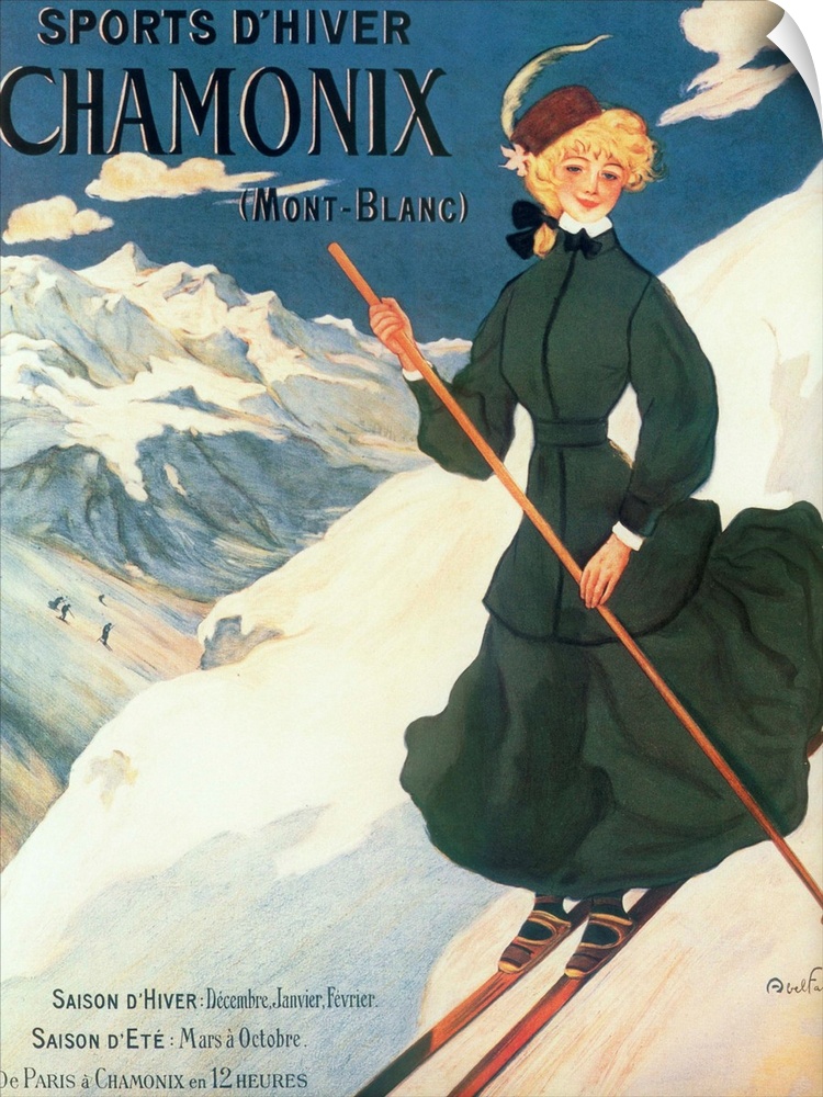 Vintage poster advertisement for Chamonix Mont Blanc.