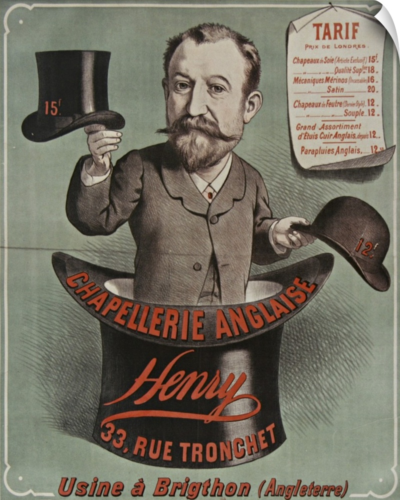 Vintage poster advertisement for Chapellerie Anglaise.