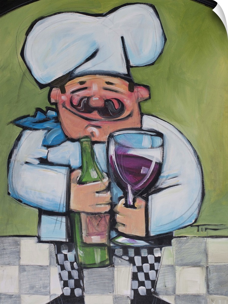 Chef With Wine And Bottle