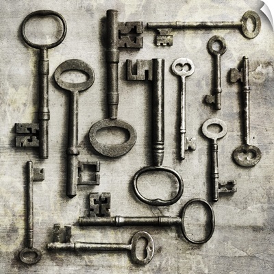 Collection of Antique Keys in a Square
