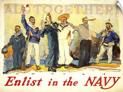 Enlist In The Navy - Vintage Propaganda Poster