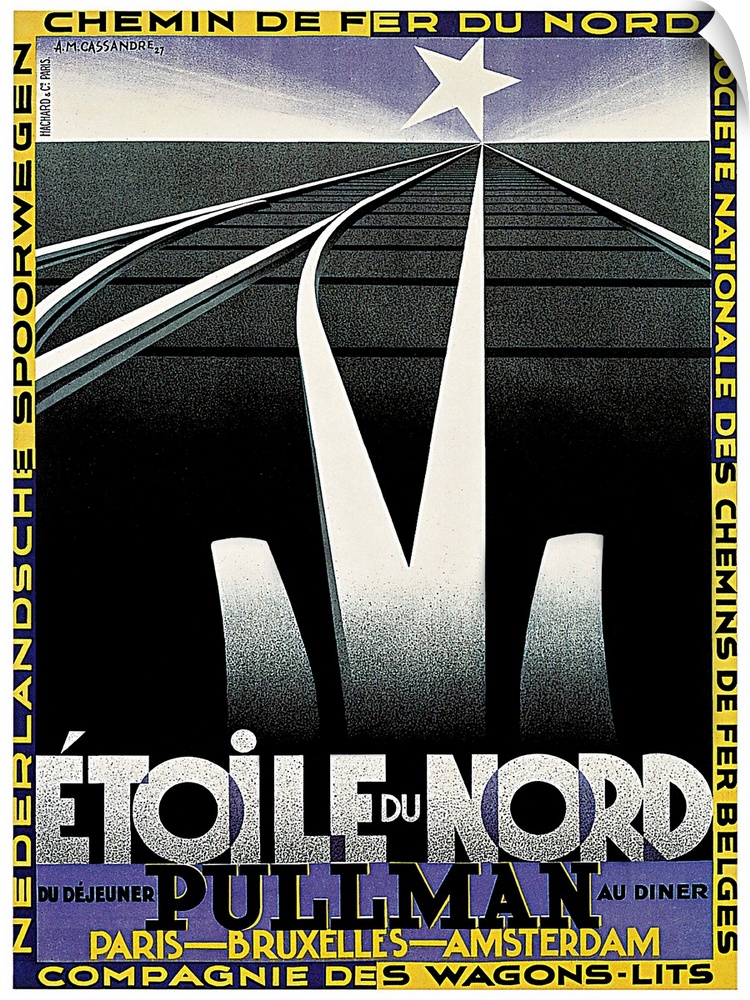 Vintage advertisement artwork for Etoile du Nord rail travel.