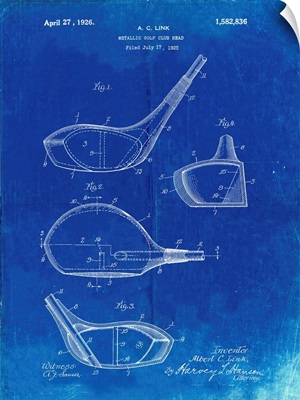 Faded Blueprint Golf Driver 1925 Patent Poster