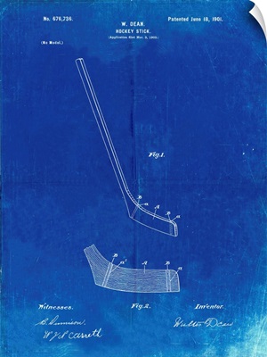 Faded Blueprint Hockey Stick Patent Poster