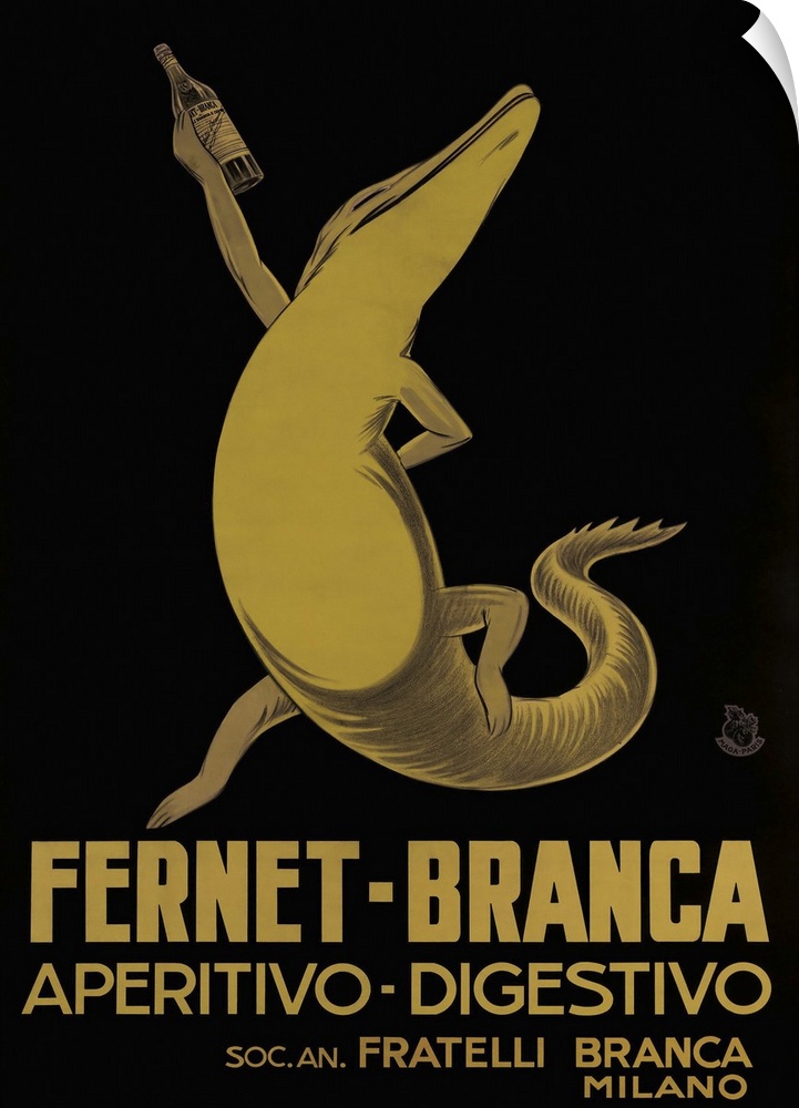 Vintage advertisement artwork for Fernet Branca.