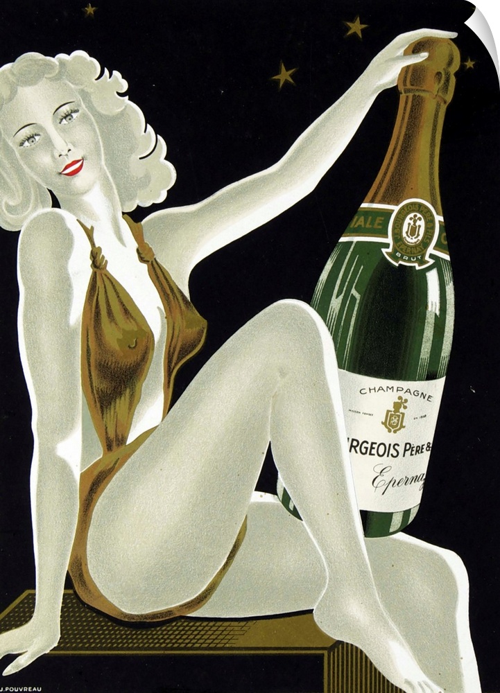 Vintage poster advertisement for French Champagne.