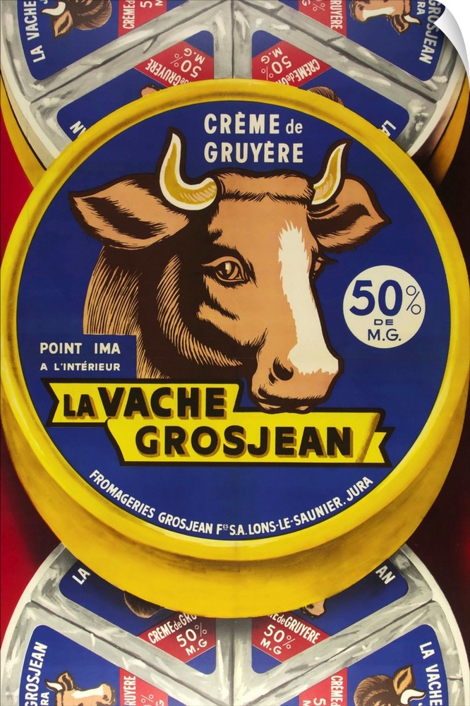 Vintage advertisement for La Vache Grosjean cheese.