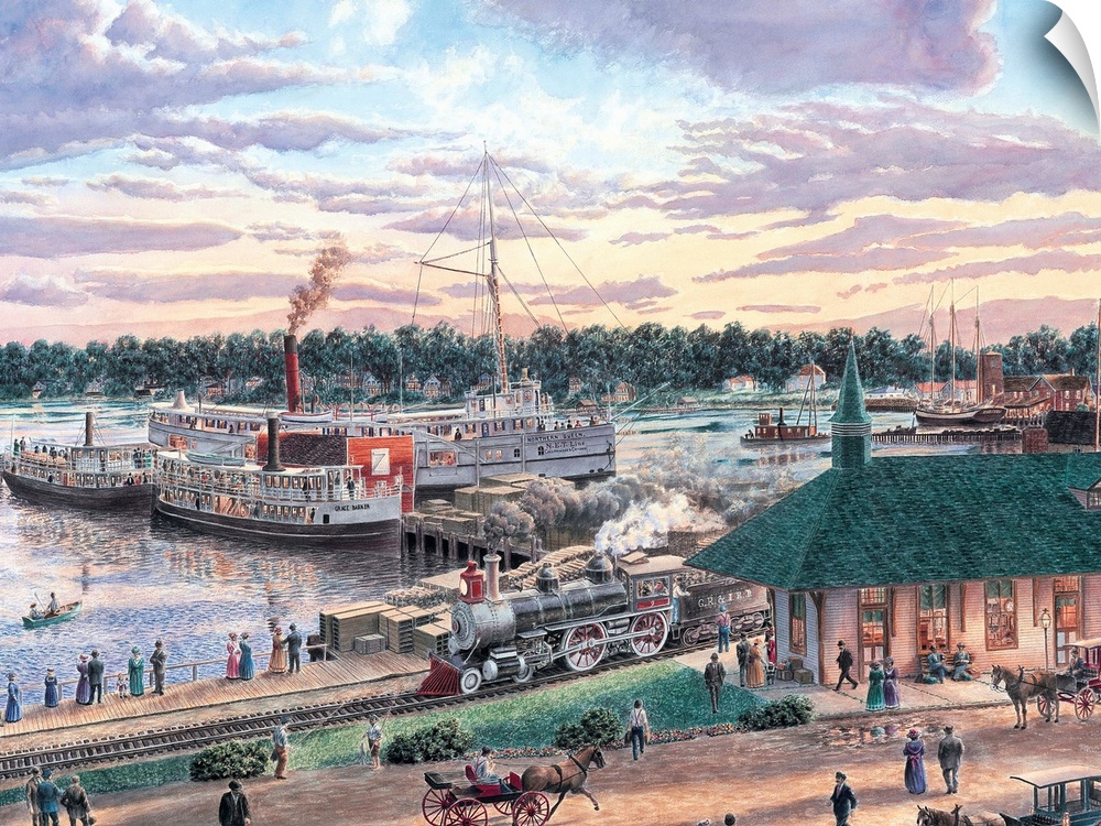 Contemporary painting of Harbor Springs in Michigan.