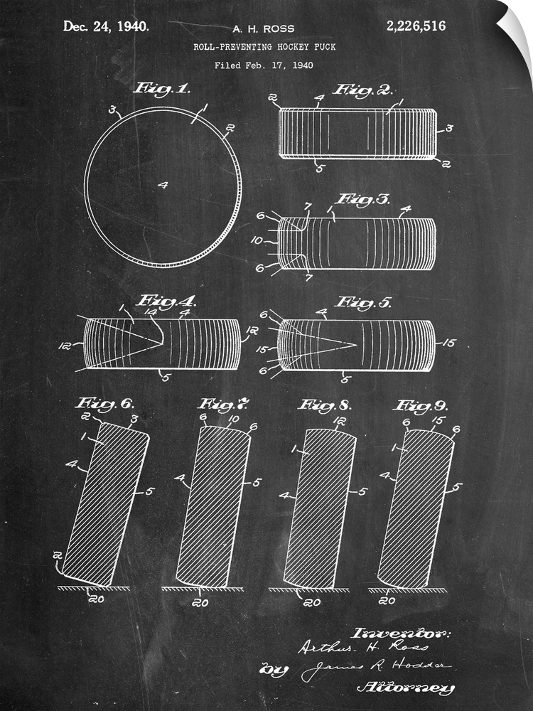 Black and white diagram showing the parts of a hockey puck.