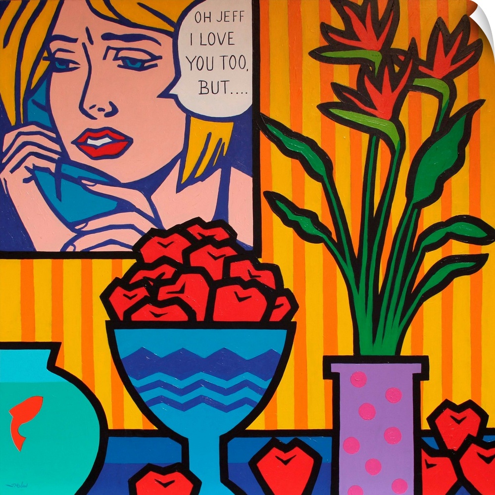 Homage To Lichtenstein And Wesselman, fruit, flowers, woman