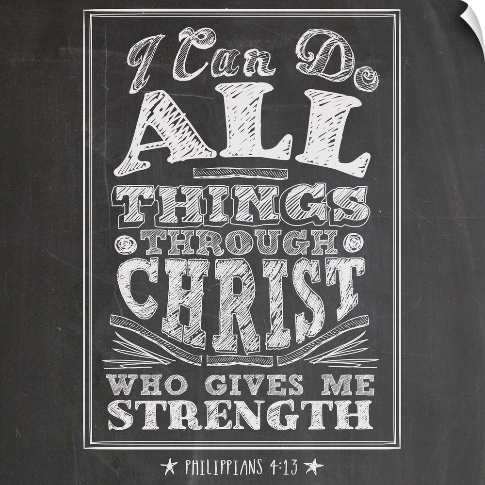 Chalkboard-style typography design with a Bible passage from Philippians.