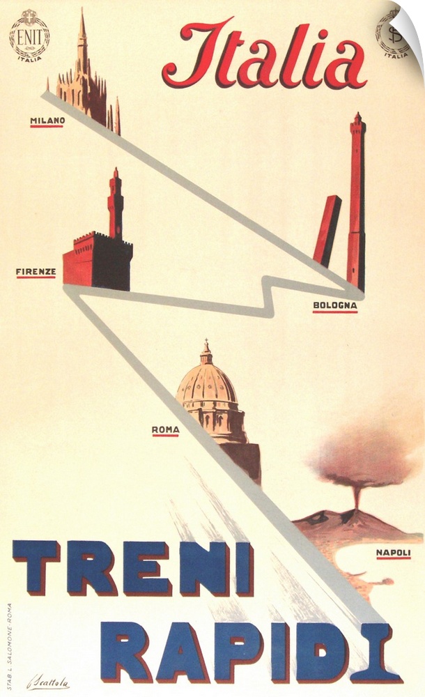 Vintage poster advertisement for Italia Rapida.