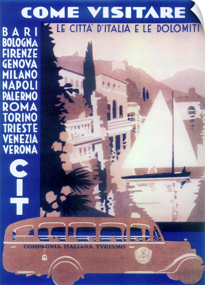 Vintage poster advertisement for Italian Cities.