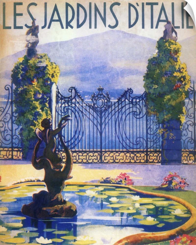 Vintage poster advertisement for Italian Gardens.