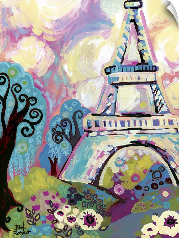 "The Woman Of Iron" - Contemporary painting of the Eiffel Tower in Paris.