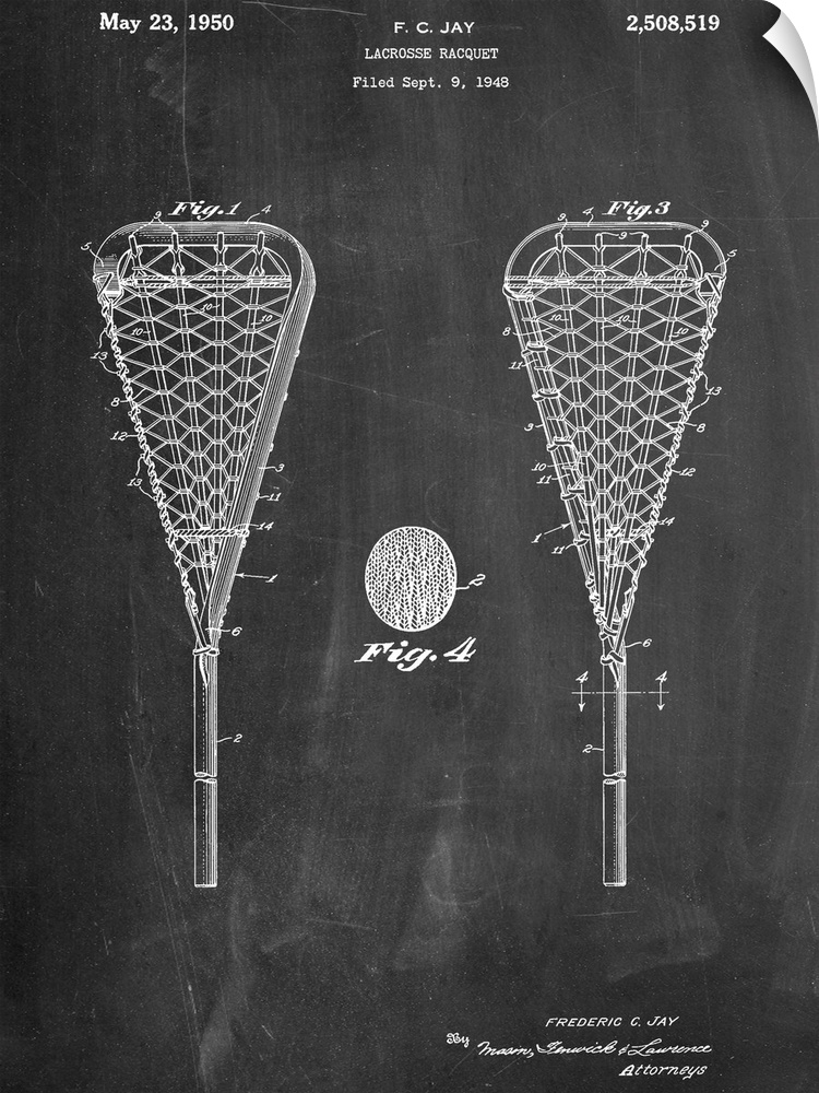 Black and white diagram showing the parts of a lacrosse stick.