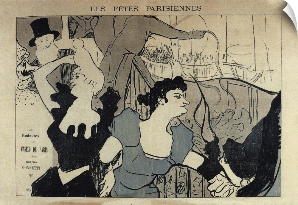 Vintage poster advertisement for Lautrec Les Fetes Parisiennes.