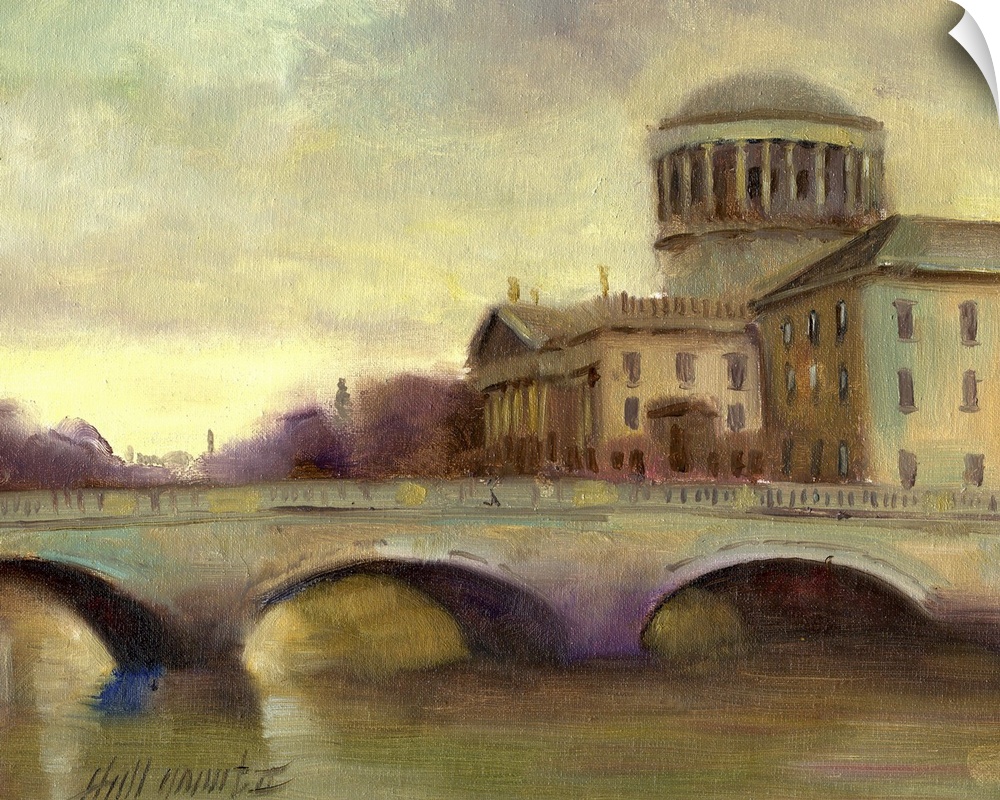 Contemporary painting of a scenic view of a town in Ireland.