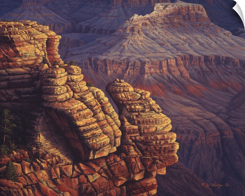 Rocky, striated cliffs from the Grand Canyon.