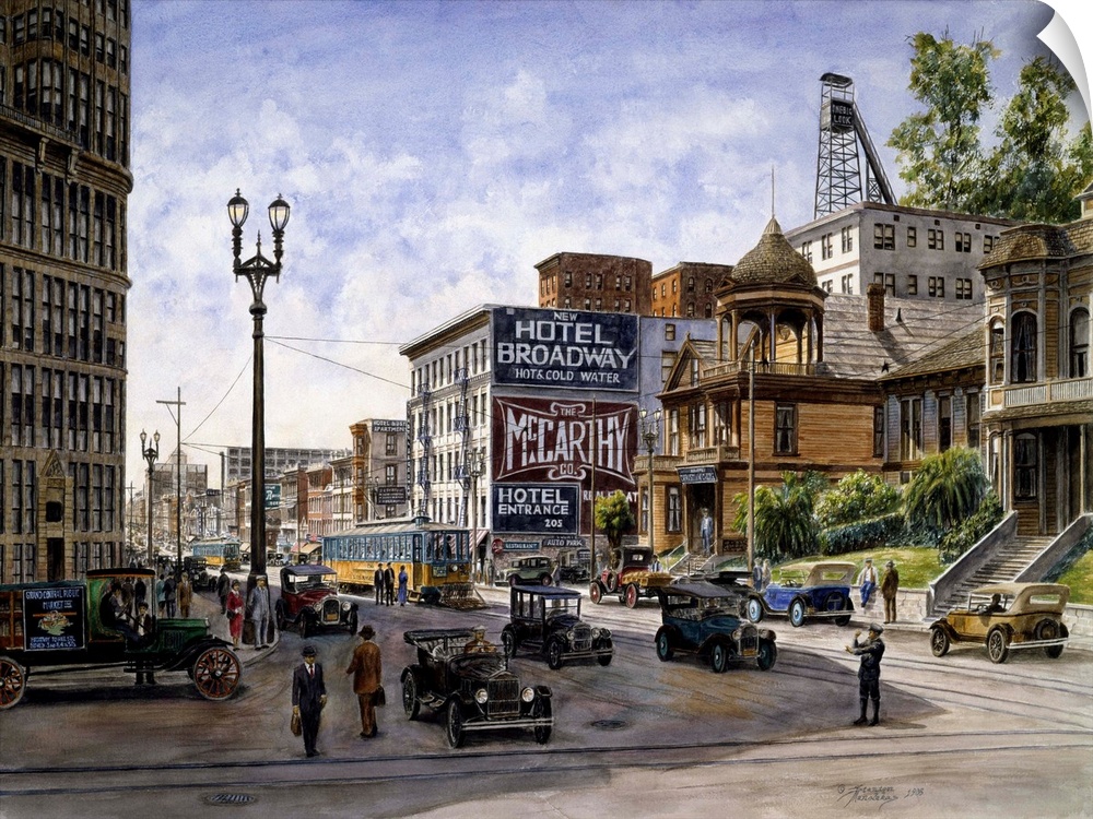 Contemporary painting of a view of old Los Angeles.