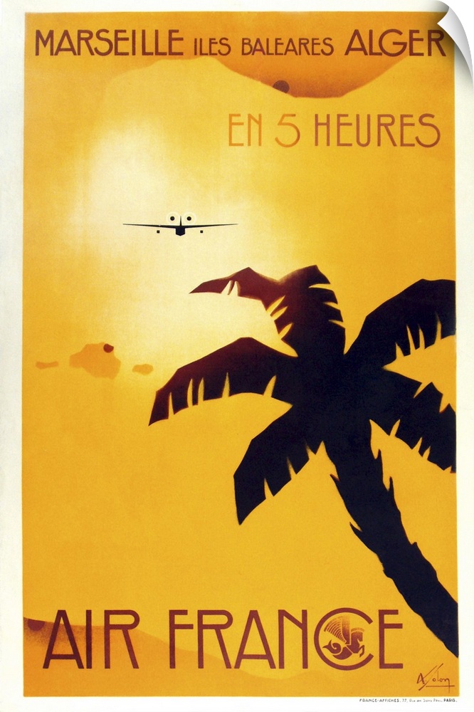 Marseille via Air France - Vintage Travel Advertisement