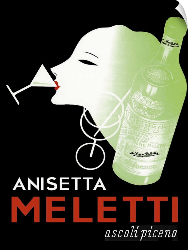 Vintage poster advertisement for Meletti Anisette.