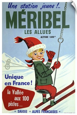 Meribel, Skiing Poster