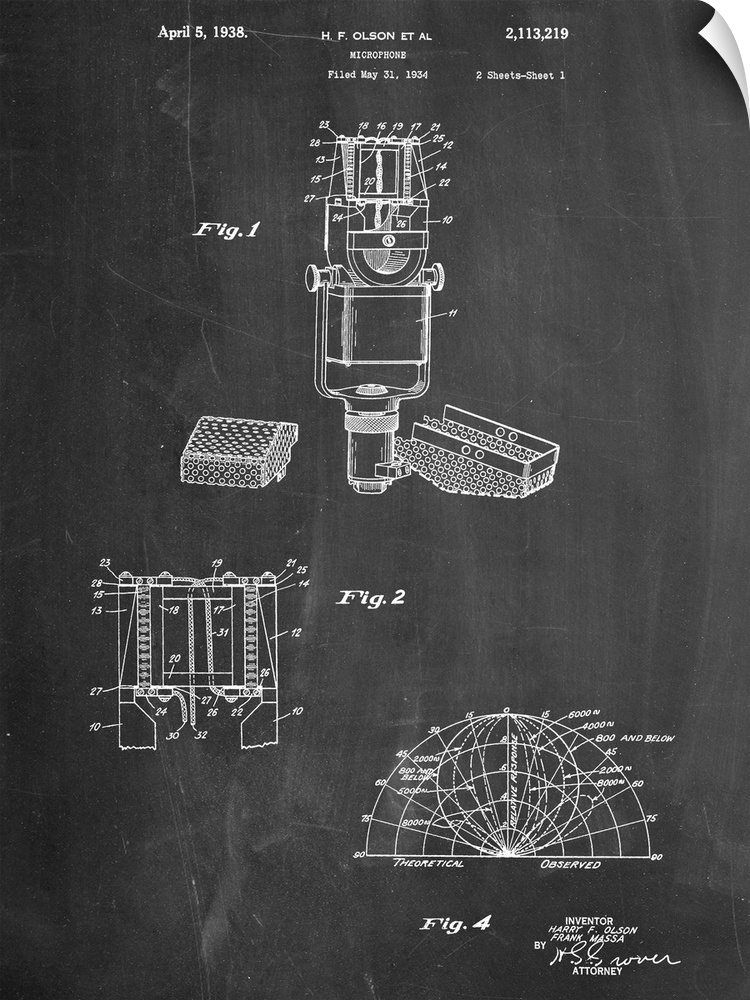 Black and white diagram showing the parts of a microphone.