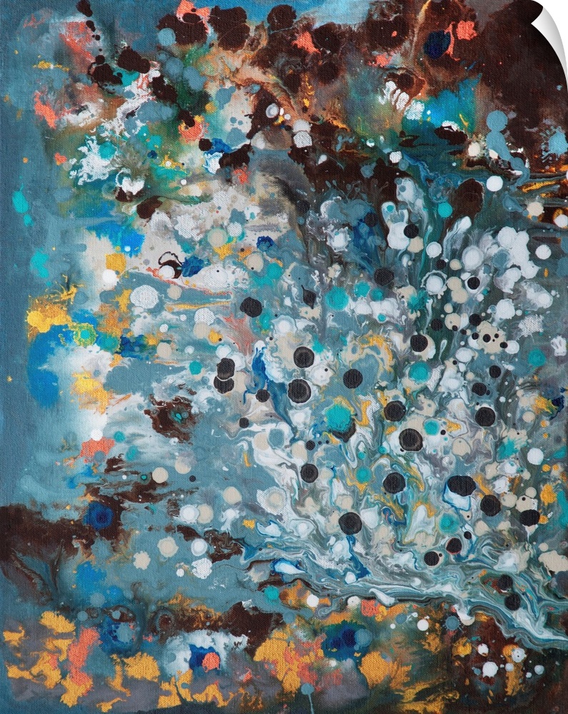 Contemporary abstract painting resembling a galaxy and stars.