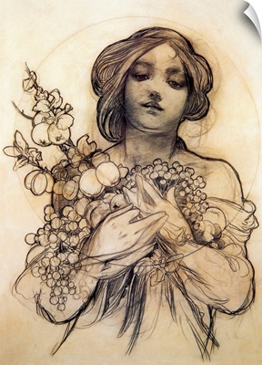 Mucha Study of Woman with Fruit