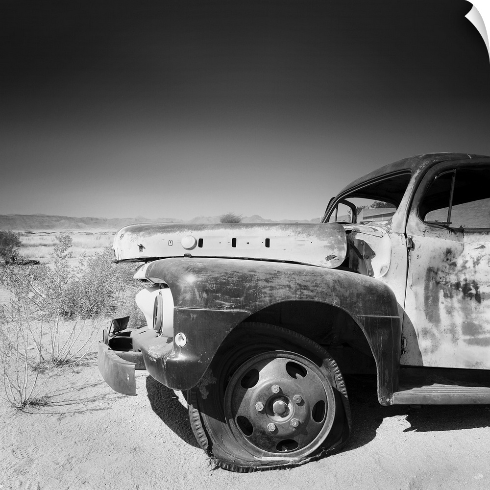 Namibia Rotten Car, black and white photography