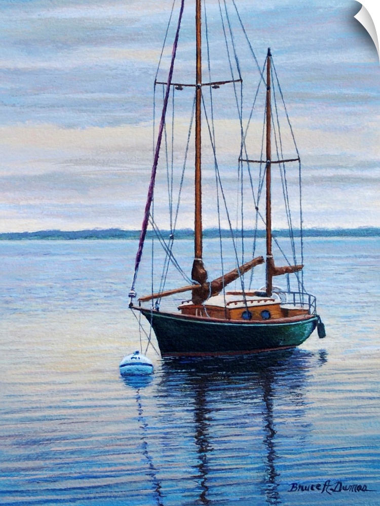 Contemporary artwork of a sailboat.