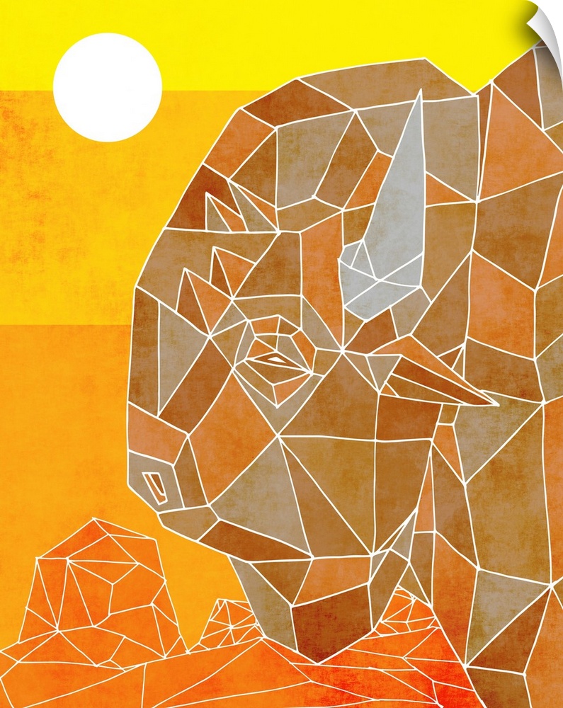 Illustration of a buffalo created with geometric shapes.