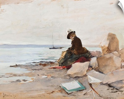 Painter At The Beach by Albert Stevens