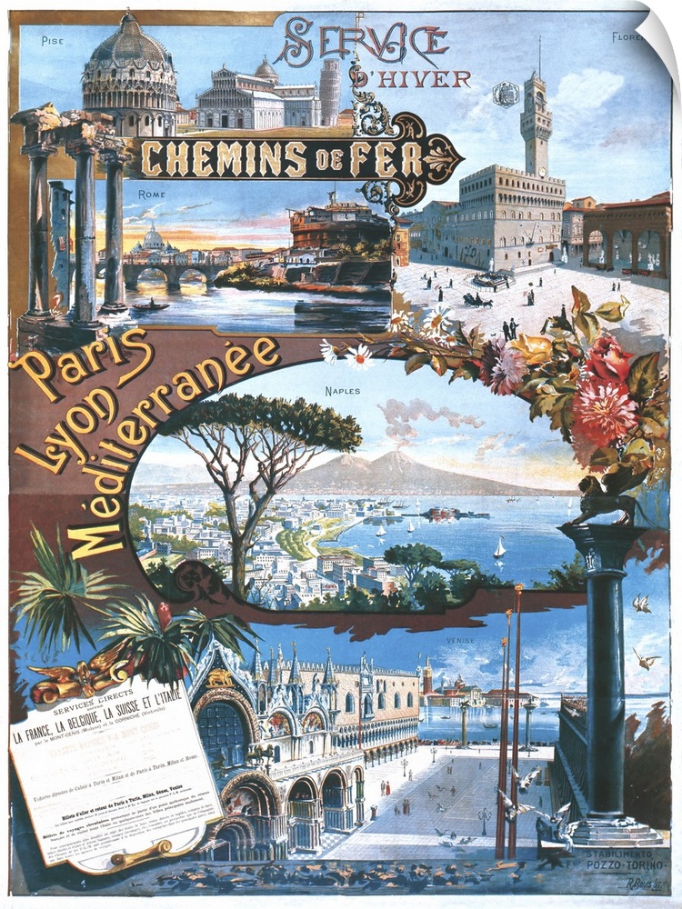 Vintage travel advertisement for Lyon, France.